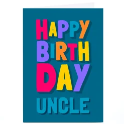 Personalised Birthday Card - Colourful Letters, Uncle