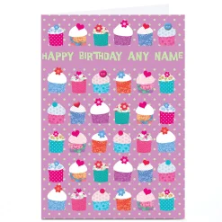 Personalised Birthday Card - Polka Dot Cupcakes