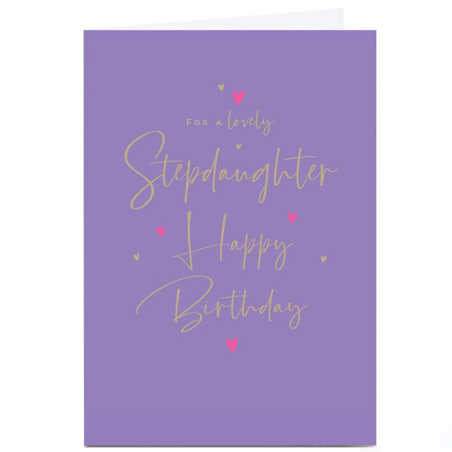 Personalised Birthday Card - Lilac and Gold Script, Stepdaughter