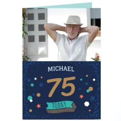 Personalised Birthday Card Photo Card - 75 Today Card, Editable Age