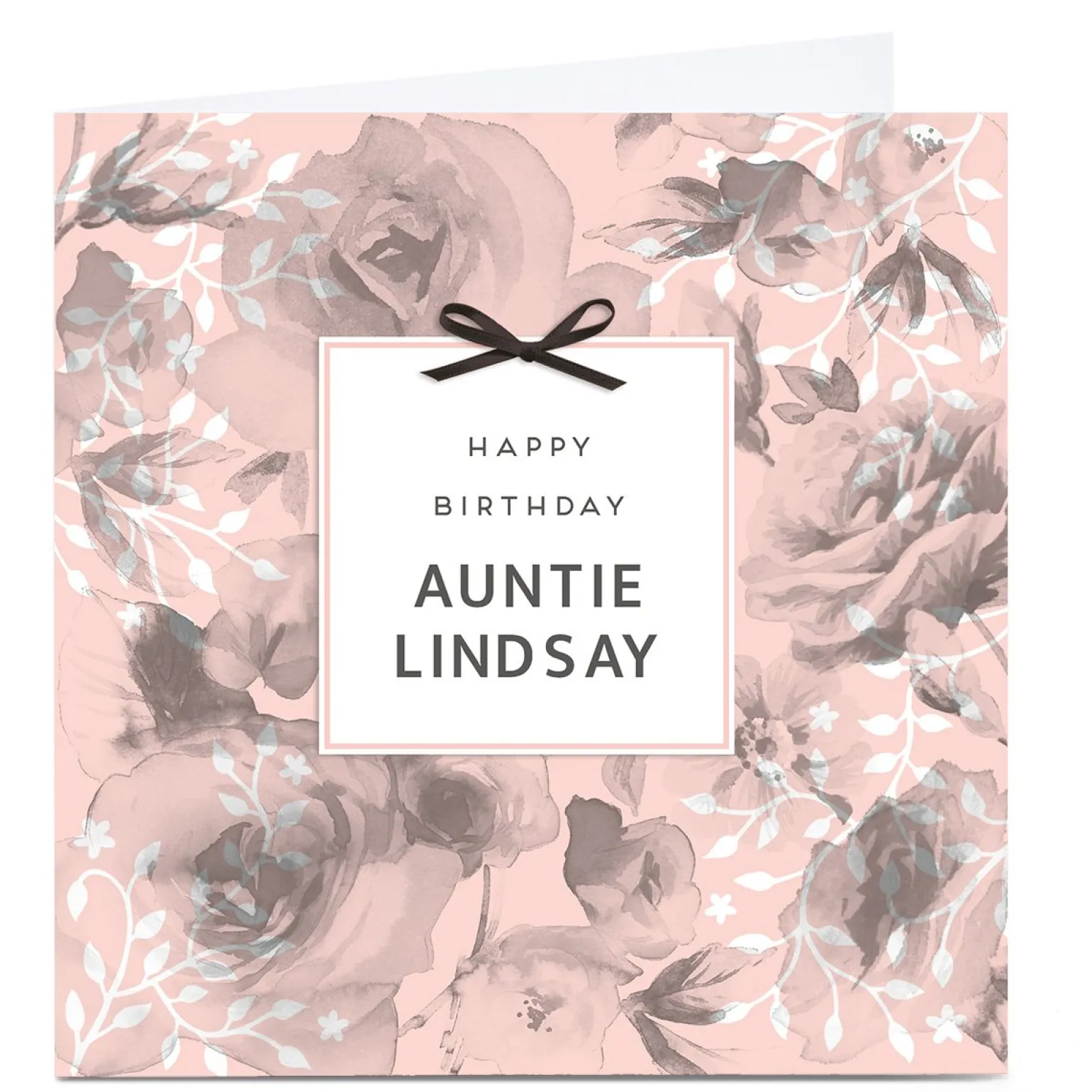 Personalised Birthday Card - Roses & Bow, Auntie