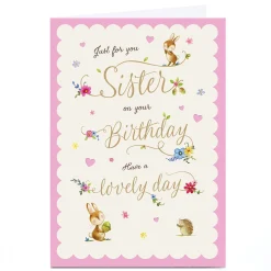 Personalised Birthday Card - Cute Woodland Creatures, Sister
