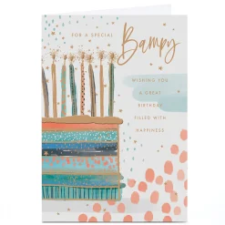 Personalised Birthday Card - Blue Birthday Cake, Bampy