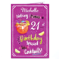 Personalised Birthday Card - Special Cocktails, Editable Age
