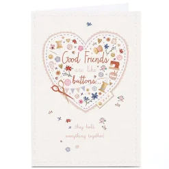 Personalised Birthday Card - Good Friends Are Like Buttons