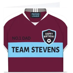 Personalised Birthday Card - Dad Football Shirt Maroon