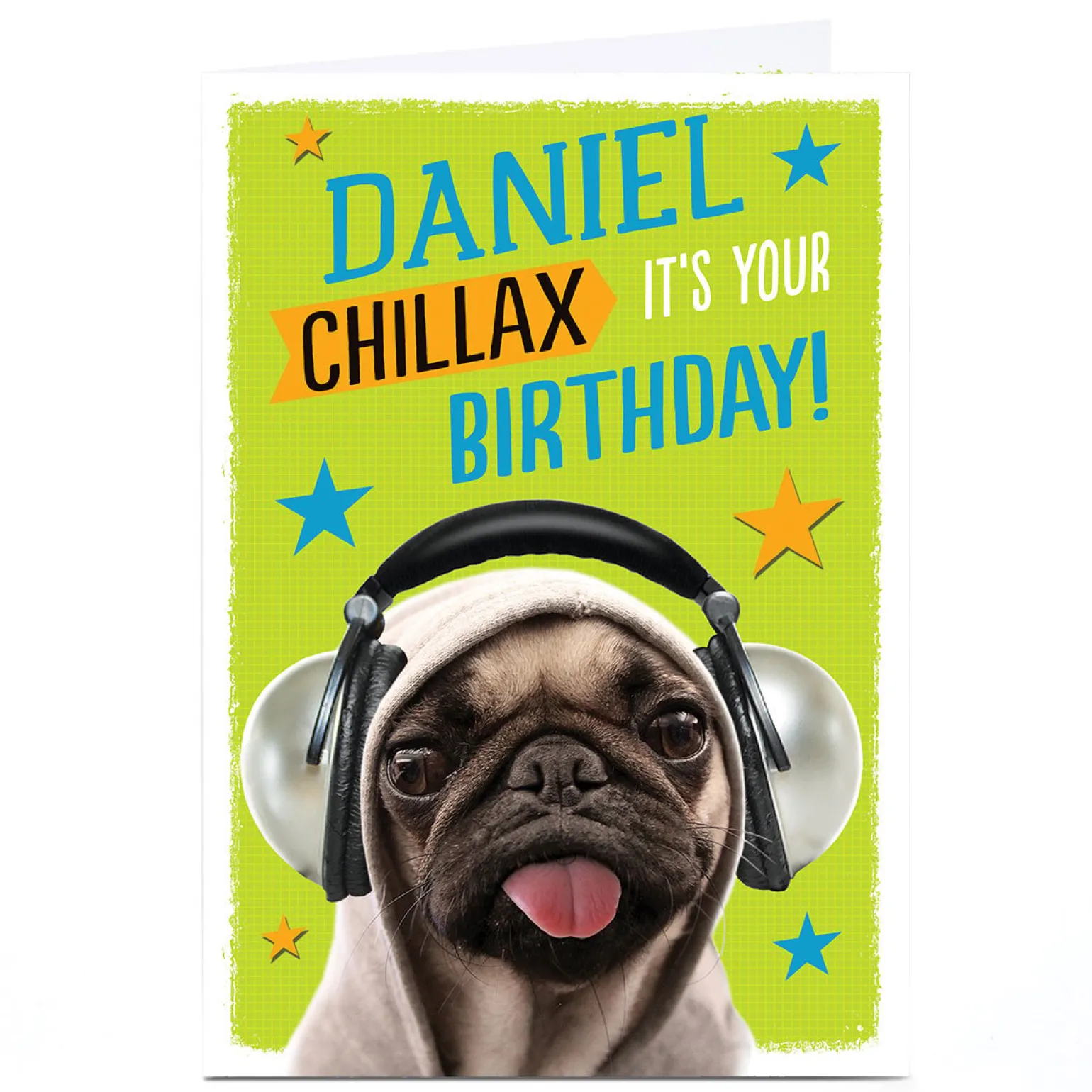 Personalised Birthday Card - Chillax, Pug