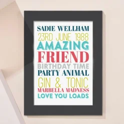 Personalised Birthday Time Portrait Print
