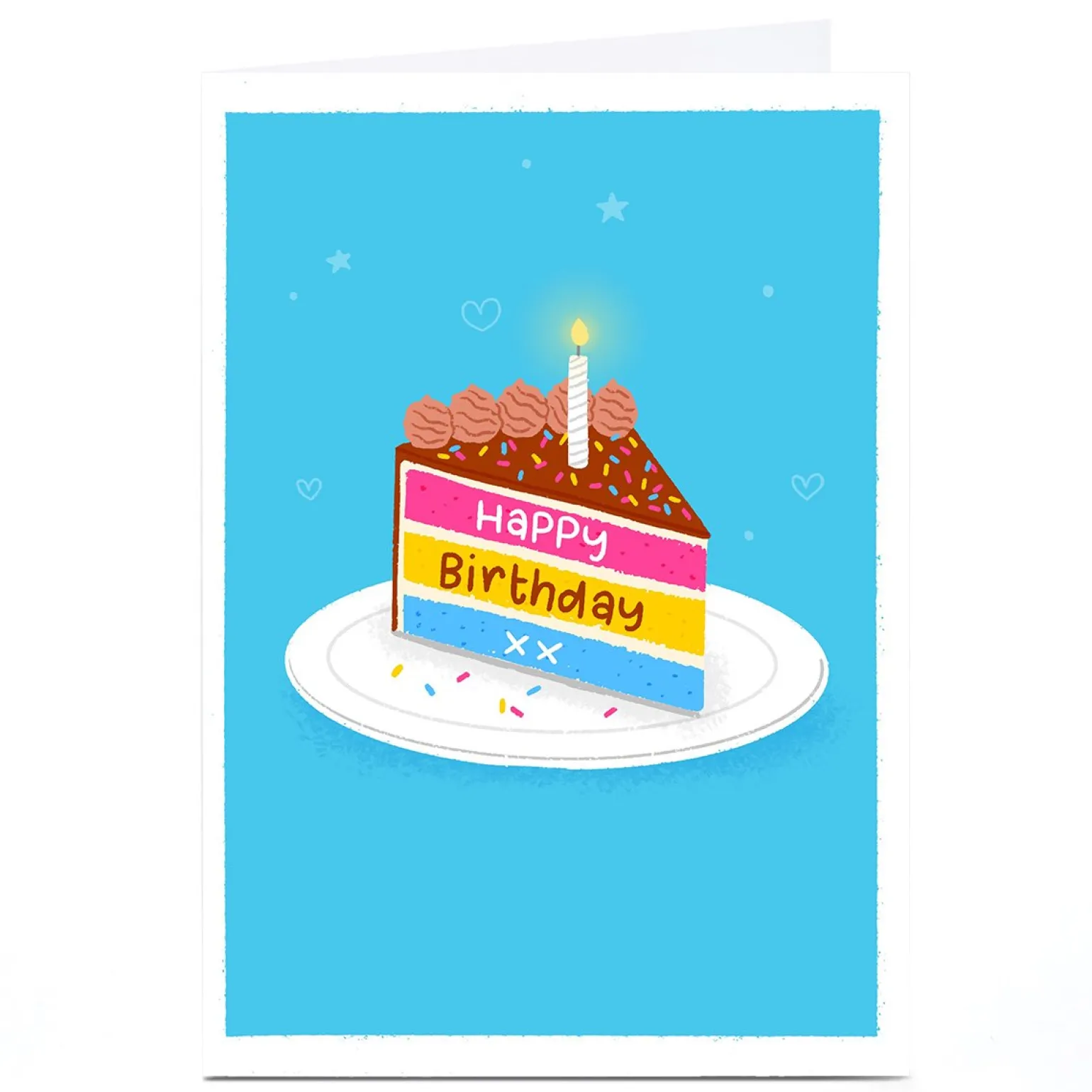 Personalised Blue Kiwi Birthday Card - Cake, Pansexual Pride Flag