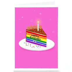Personalised Blue Kiwi Birthday Card - Cake, Pride Flag