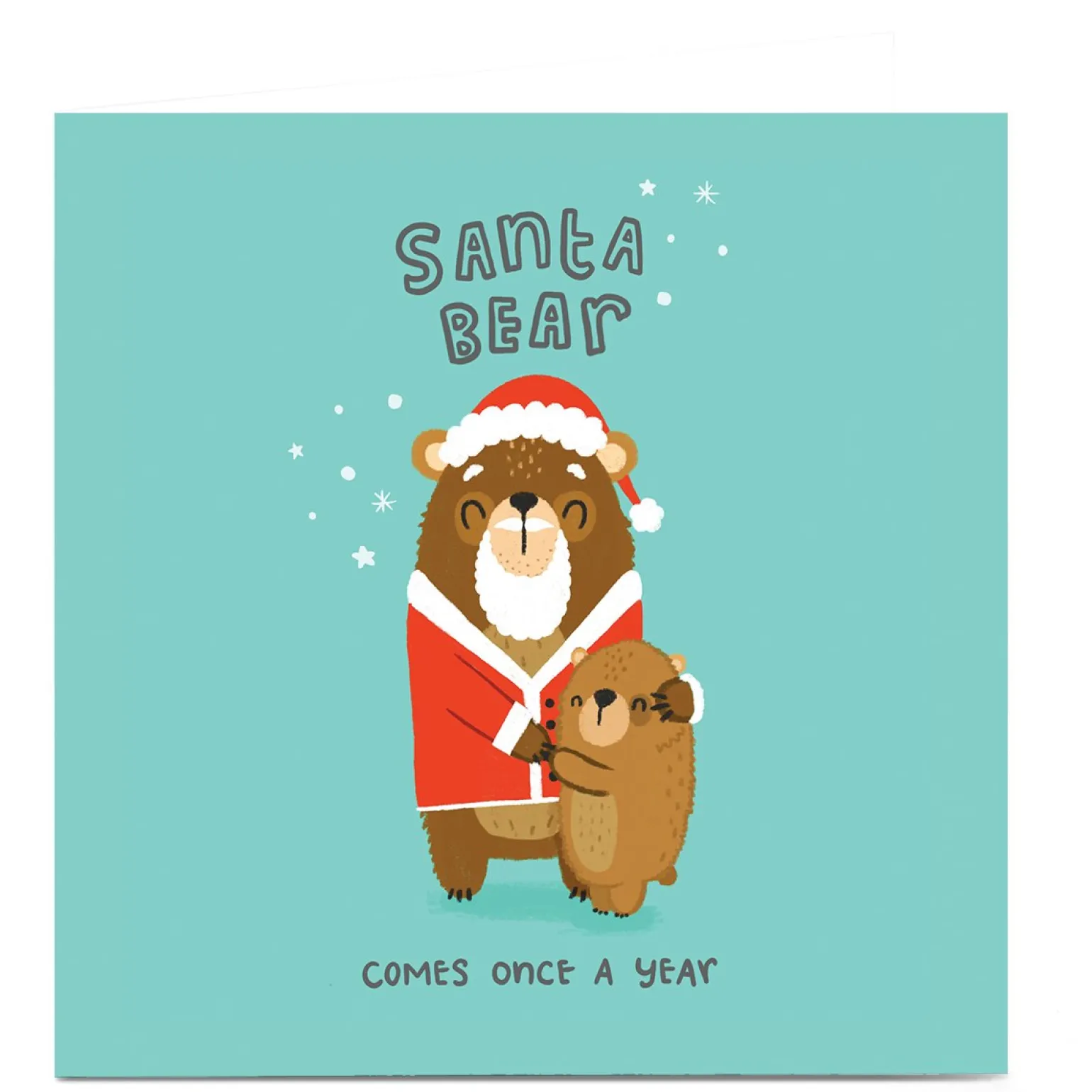 Personalised Blue Kiwi Christmas Card - Santa Bear
