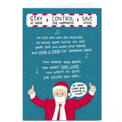 Personalised Blue Kiwi Christmas Card - Save Christmas