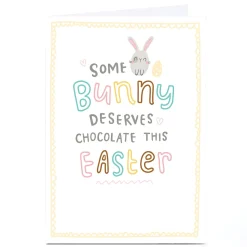 Personalised Blue Kiwi Easter Card - Some Bunny Deserves Chocolate