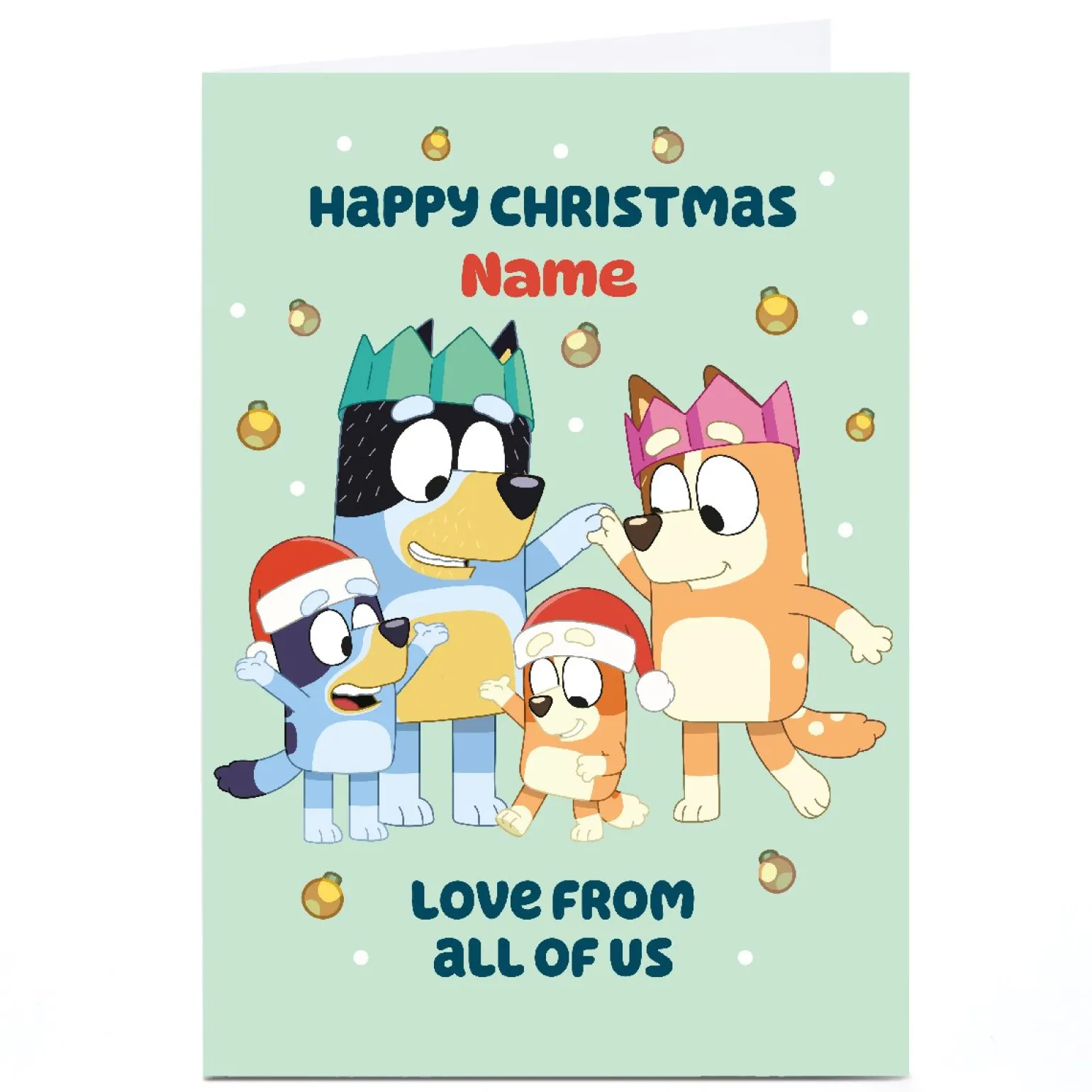 Personalised Bluey Christmas Card - Bluely Family, Merry Christmas From All of Us