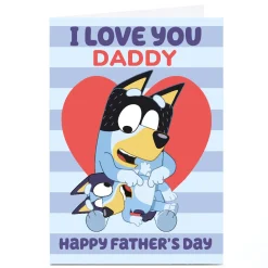 Personalised Bluey Father's Day Card - I love You