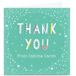 Personalised Business Thank You Card - Mint & White Stars