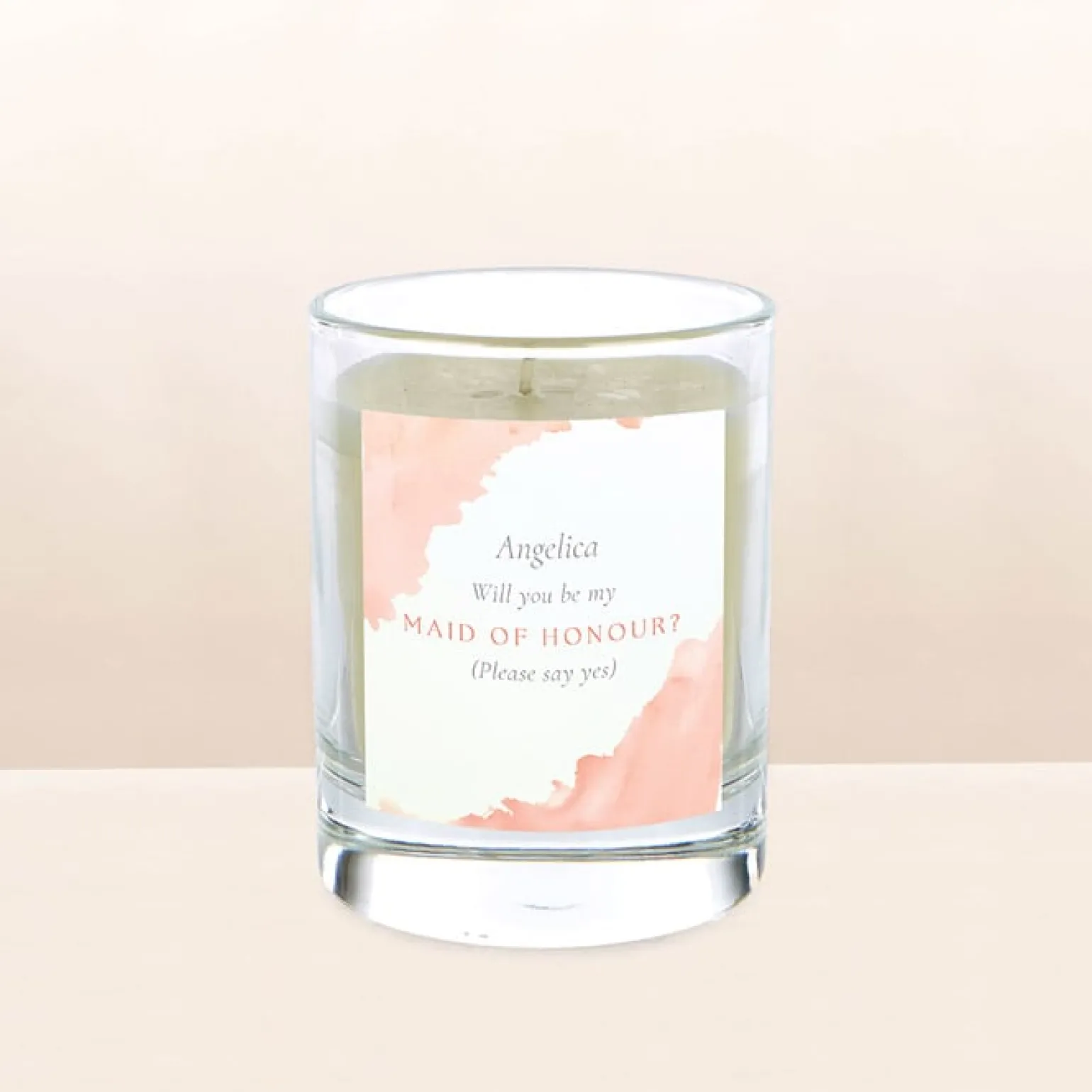 Personalised Candle - Will you be my Maid Of Honour?