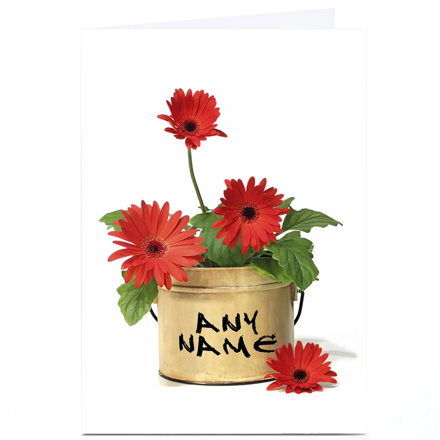 Personalised Card - Pot Of Red Flowers