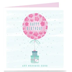 Personalised Charity Birthday Card - Pink Balloon & Gifts