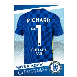 Personalised Chelsea FC Christmas Card - Football Shirt