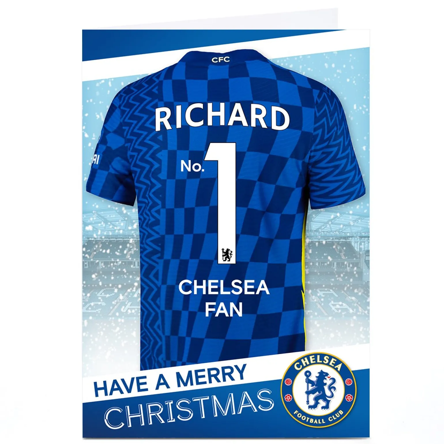 Personalised Chelsea FC Christmas Card - Football Shirt
