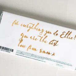 Personalised Chocolate Bar - Gold & White Any Message