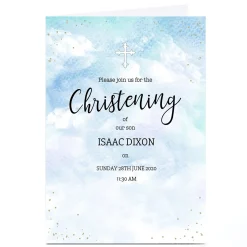Personalised Christening Card - Pastel Clouds