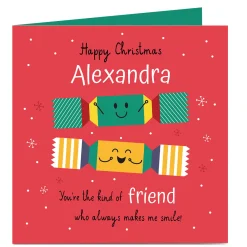 Personalised Christmas Card - Christmas Crackers, Friend