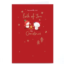 Personalised Christmas Card - Snowmen Toasting Marshmallows, To Both of You