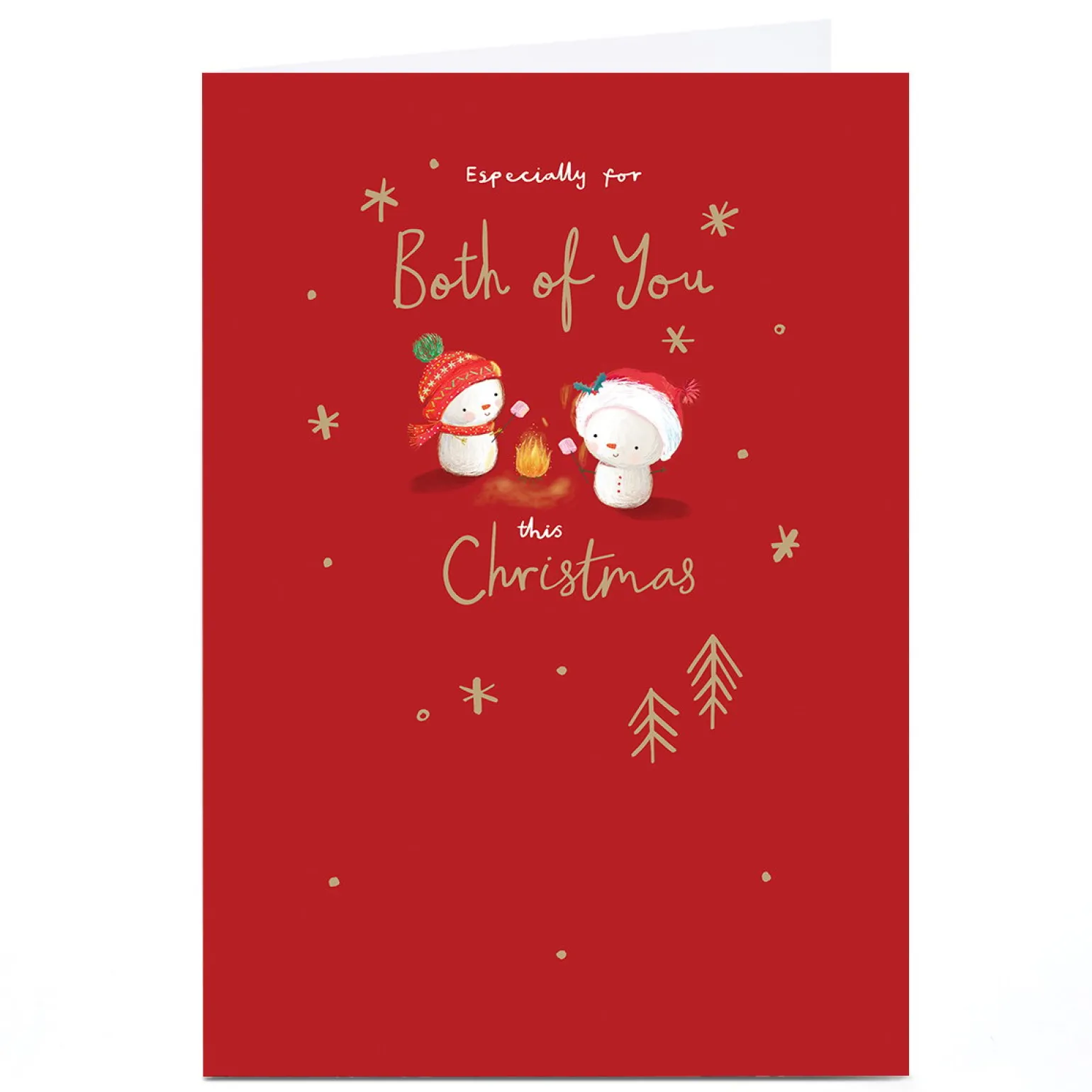 Personalised Christmas Card - Snowmen Toasting Marshmallows, To Both of You