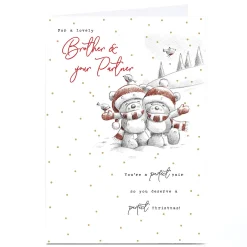 Personalised Christmas Card - Bears in The Snow, Brother & Partner