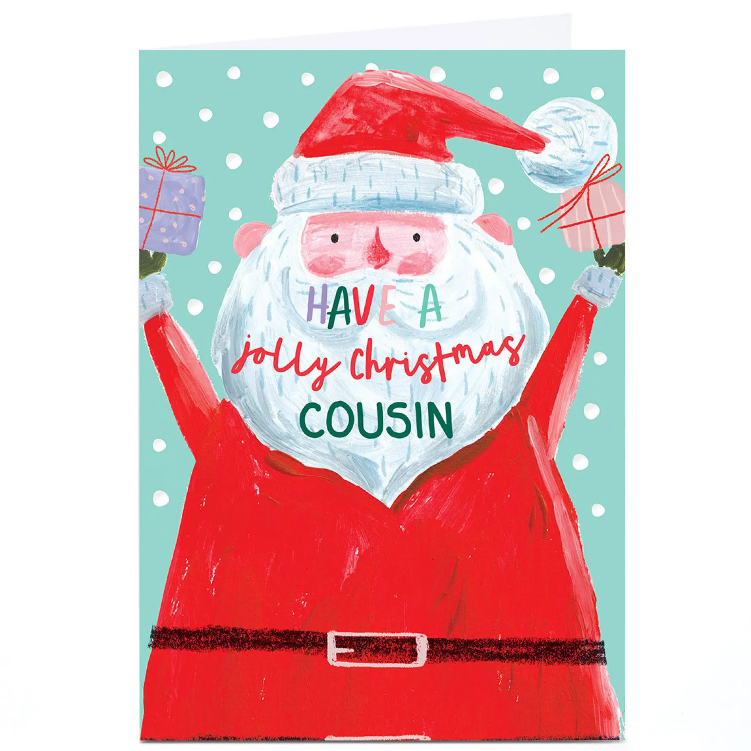 Personalised Christmas Card - Santa Have A Jolly Christmas, Cousin
