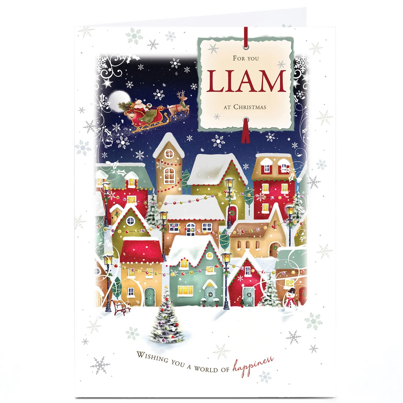 Personalised Christmas Card - Snowy Village