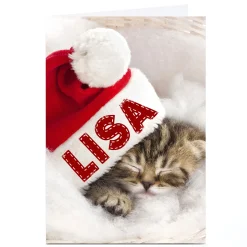 Personalised Christmas Card - Cat In A Hat