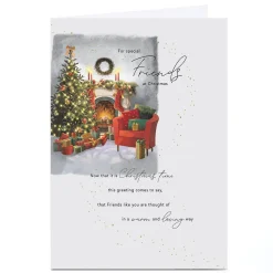 Personalised Christmas Card - Fireplace Scene, Friends