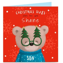 Personalised Christmas Card - Christmas Hugs, Son