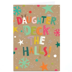 Personalised Christmas Card - Deck the Halls, Daughter