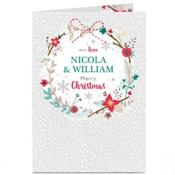 Personalised Christmas Card - Woodland Wreath
