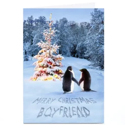Personalised Christmas Card - Penguin Couple Boyfriend