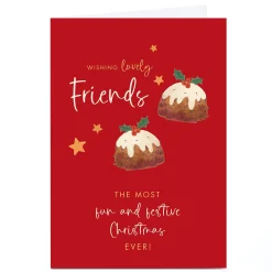 Personalised Christmas Card - Christmas Puddings, Friends