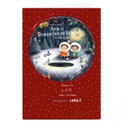 Personalised Christmas Card - Cute Couple Ice Fishing, Son & Daughter in Law