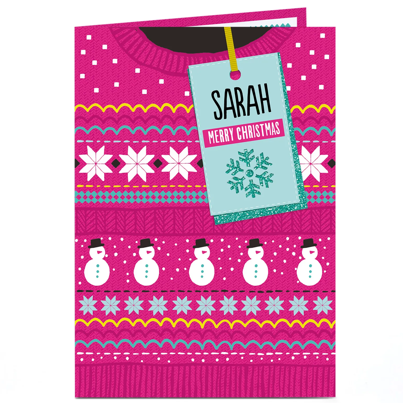 Personalised Christmas Card - Pink Christmas Jumper