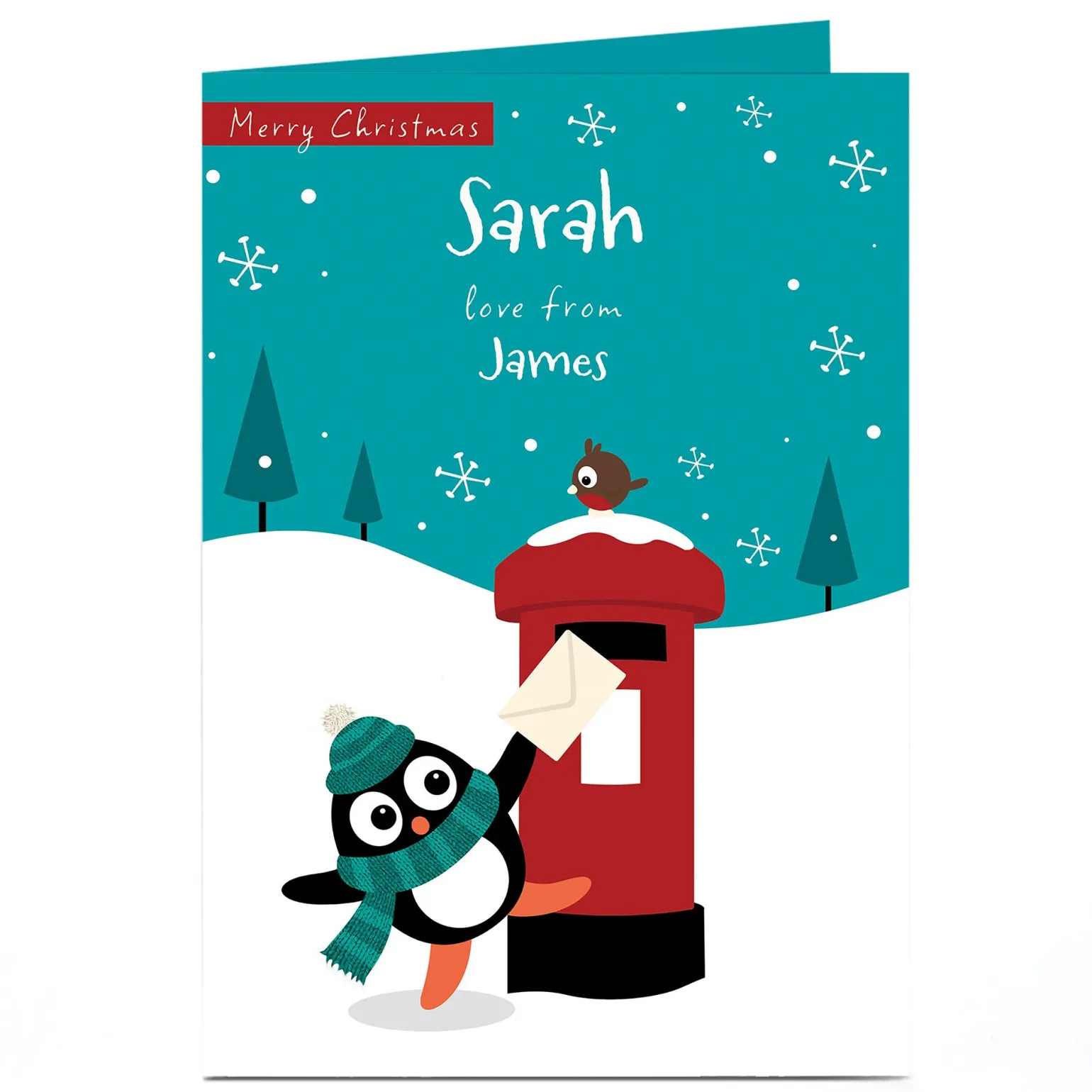 Personalised Christmas Card - Penguin Post