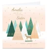Personalised Christmas Card - Contemporary Reindeer Scene, Sister