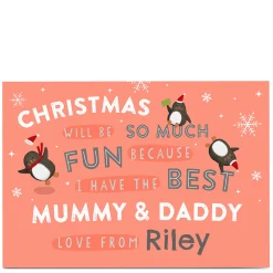 Personalised Christmas Card - So Much Fun Penguins