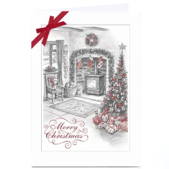 Personalised Christmas Card - Traditional Christmas Cottage