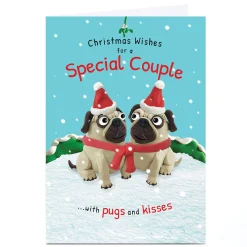 Personalised Christmas Card - Pugs And Kisses, Special Couple