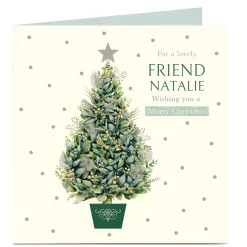 Personalised Christmas Card - Green Christmas Tree, Friend