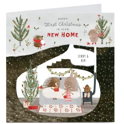 Personalised Christmas Card - New Home, Hedgehogs