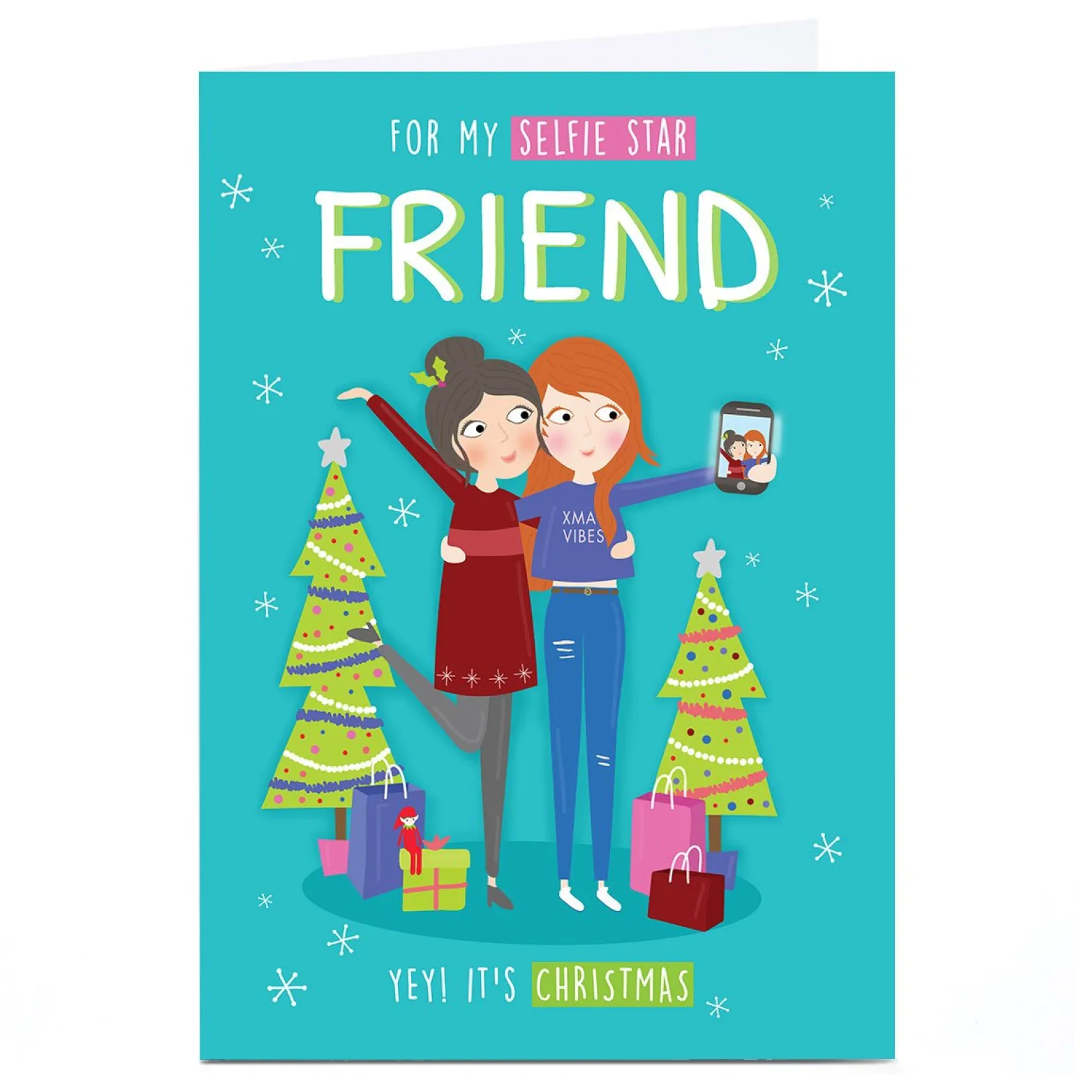 Personalised Christmas Card - Selfie Star Friend